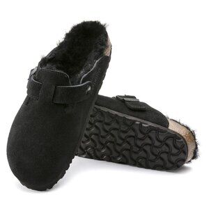 Black Fur Birkenstock Boston